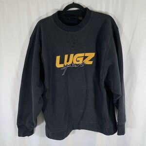 LUGZ Sport Sweater Men's Large Black Long Sleeve Crew Neck Cotton Pullover